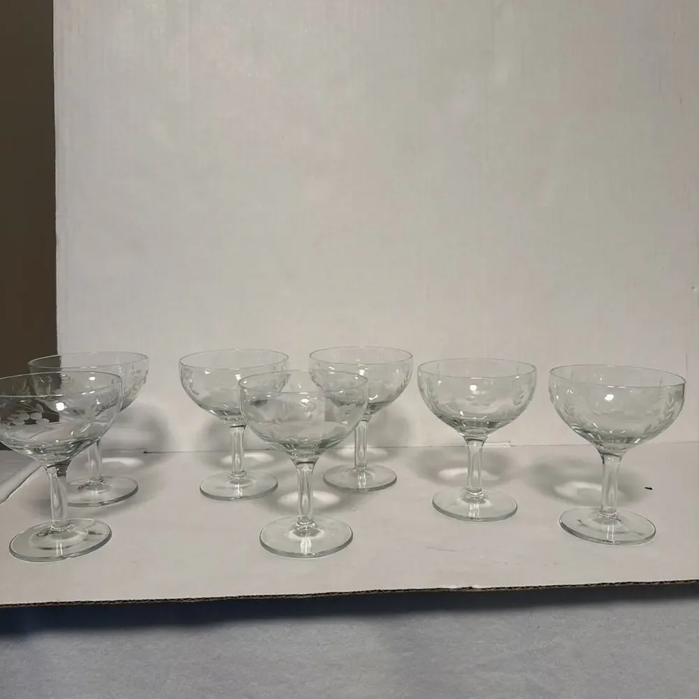 Vintage Princess House - Set of 7- Heritage Stemware Champagne Glasses